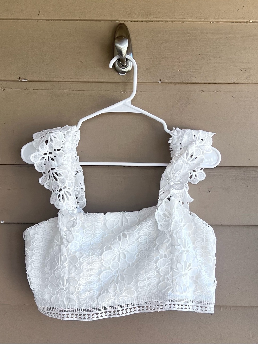Lulus White Floral Lace Crop Top Size XL Boho Chic Bridal